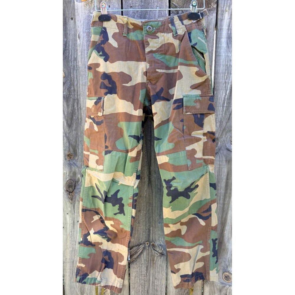 Vtg BDU Woodland Pants Men 26X27 x-Small Short Green Camouflage Cargo